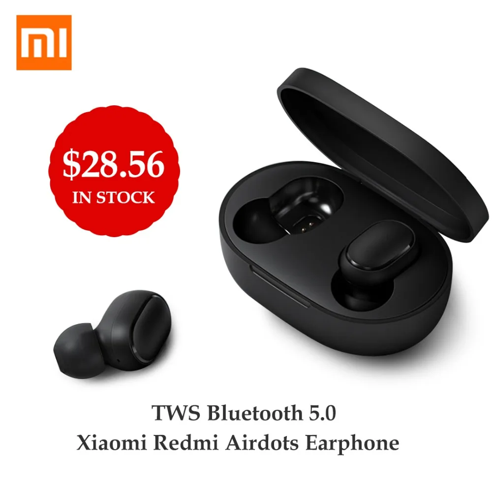 Xiaomi Redmi AirDots True Беспроводные Bluetooth 5,0 наушники DSP шумоподавление гарнитура с микрофоном наушники TWSEJ04LS