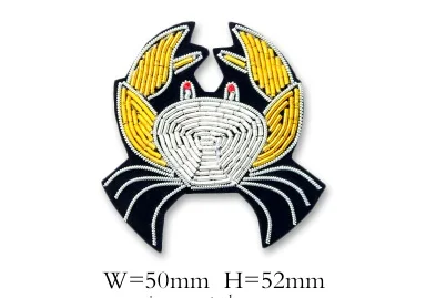 crab DIY Новые высококачественные 3D вышитые вручную значки морские животные/акула/рыба/Омар повязка аппликация для пальто брюки сумка брошь - Цвет: crab