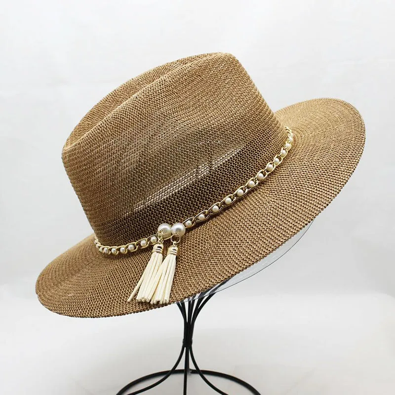SUOGRY Панама шляпа женская Соломенная Fedora Fmale Sunhat летняя пляжная кепка с