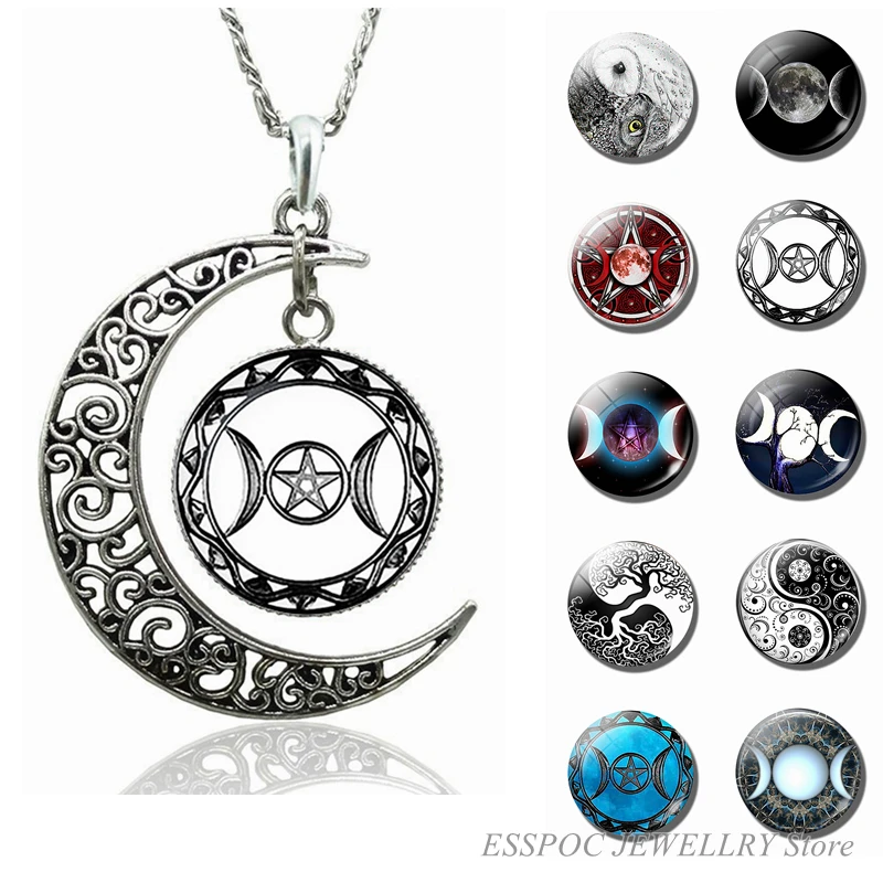 Triple Moon Goddess Necklace Charms Crescent Pendant Jewelry Wiccan Fashion Accessories Women Gifts | Украшения и аксессуары