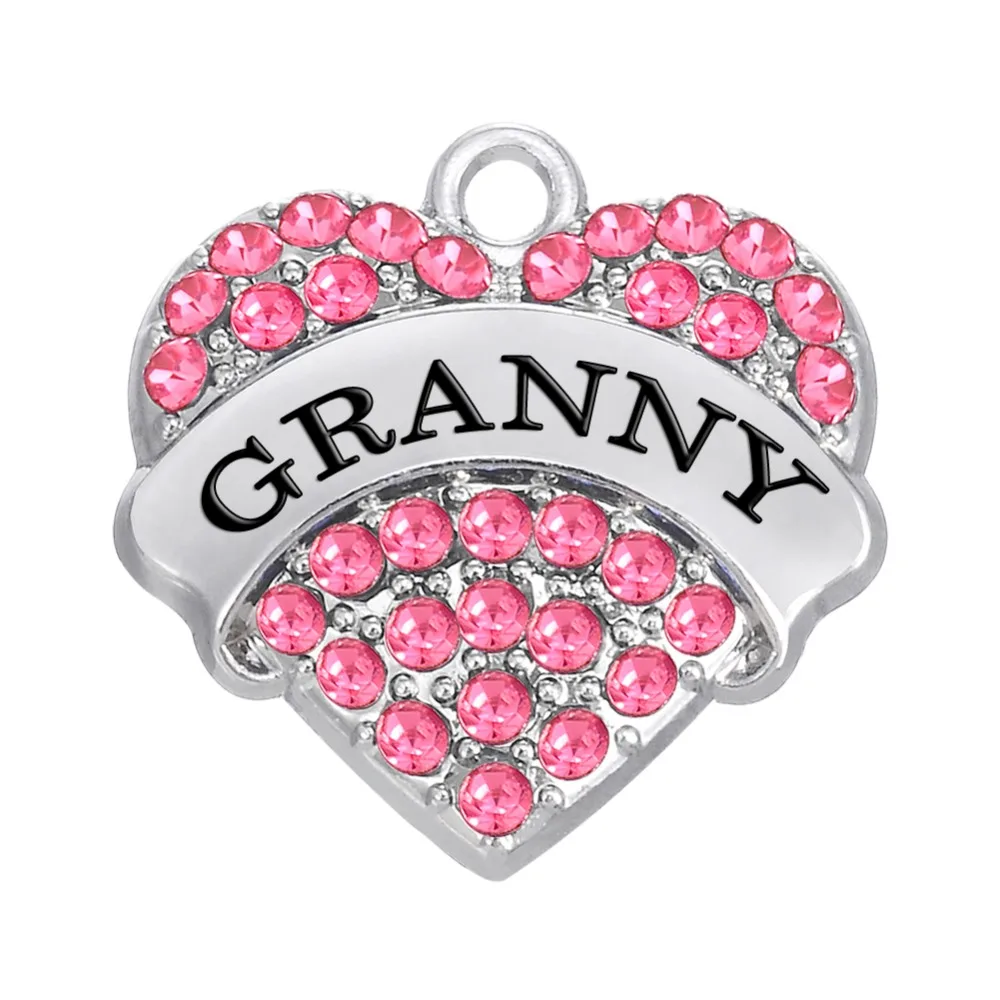 

Teamer Brand Crystal Heart Grandma Granni Charms Pendant for DIY Necklace with Rhinestone Handmade Gift Accessory Wholesale