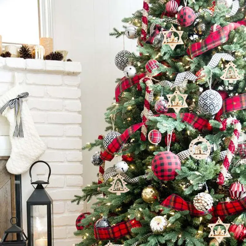 3D деревянная Рождественская елка звездочки Рождественские Подвески Звездные