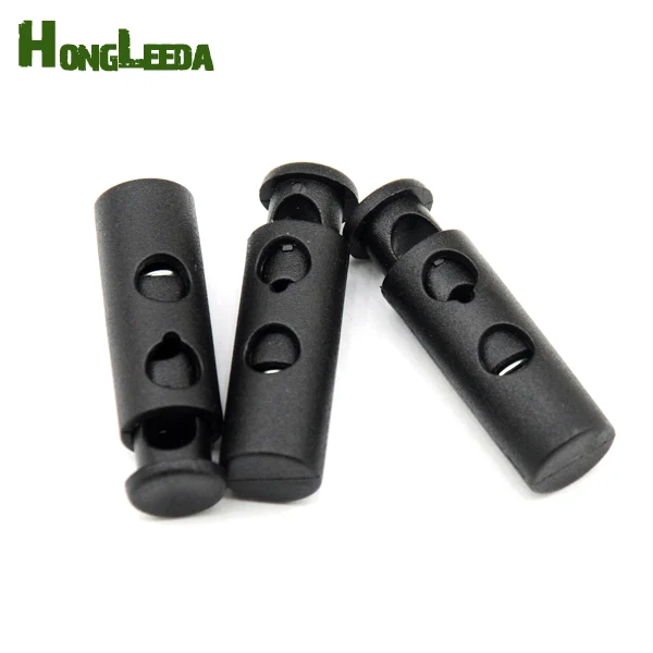 

100pcs Plastic stopper cord lock 7mm big black round ball cord lock toggles 2hole spring stoppers bungee shock cord k-344f