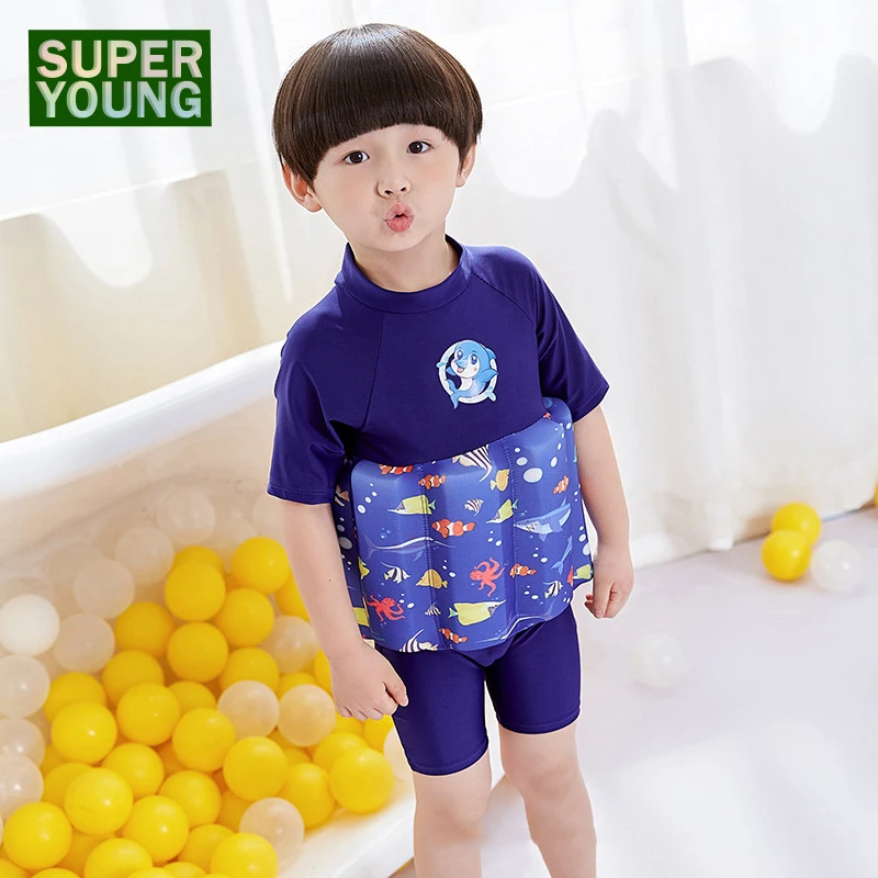 Детская одежда с изображением рыбы плавающий Плавание костюм детская пляжная