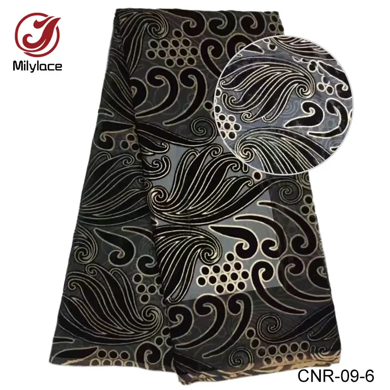 

High quality silk velvet lace fabric multi color design velvet lace nigerian silk velvet lace fabric for party dress CNR-09