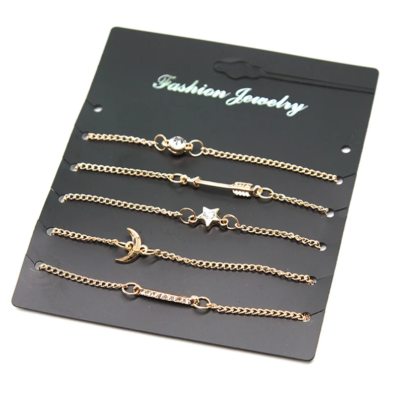5 шт. специальный дизайн женский браслет звезда луна амулеты цепочка на руку