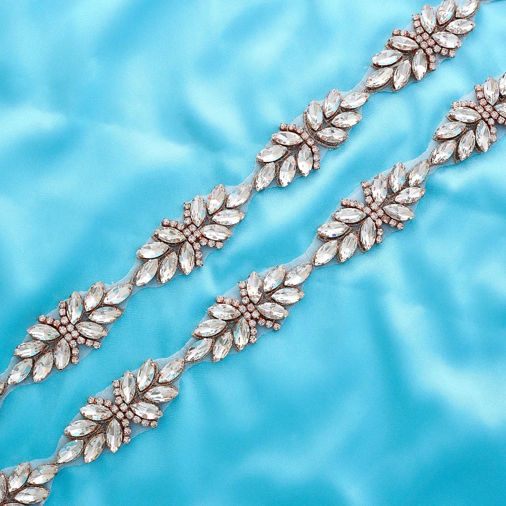 

Rhinestone Wedding Belt Rose Gold Belt Diamond Crystal Belt Flower Belts Bridal Sash For Wedding Dresses J161RG