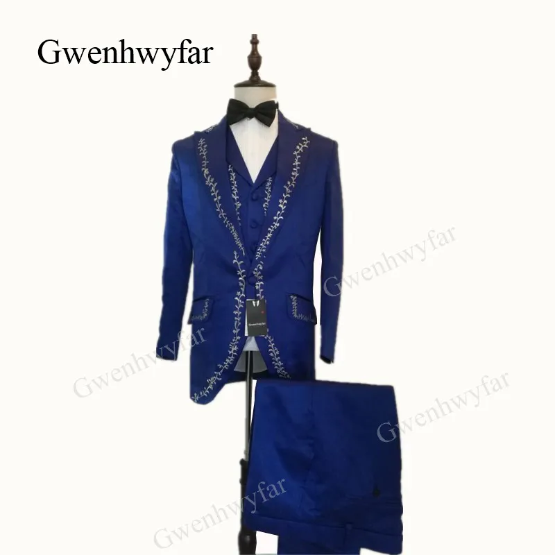 Gwenhwyfar 2018 новый мужской классический костюм из трех предметов с вышивкой