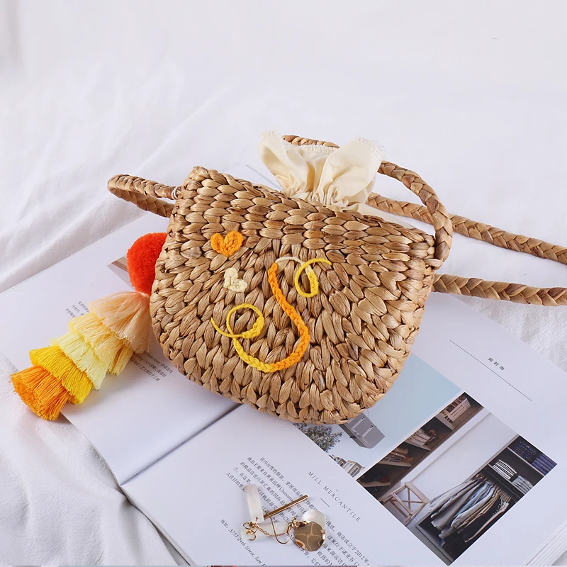 Редиска DIY заказное имя кисточка Милая летняя сумка через плечо из ротанга