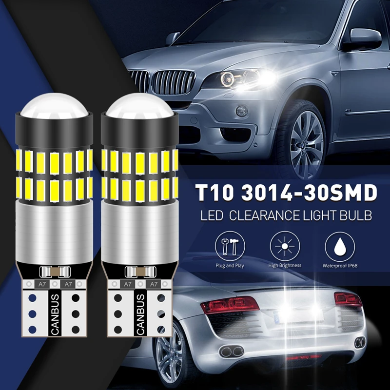1 упаковка T10 194 2825 168 W5W 3014 30SMD Led помощи при парковке T10 габаритные огни CANBUS без ошибки с объективом для детей возрастом от 12V 24V ксенон белый