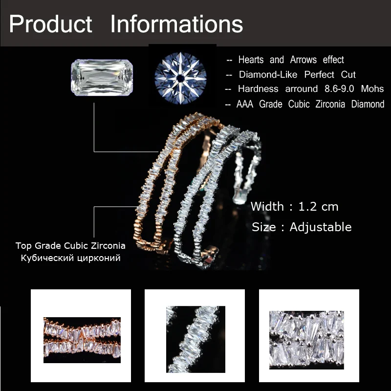Женский Браслет манжета с фианитом розовое золото|cuff bangle|bangle brandbangle designer |