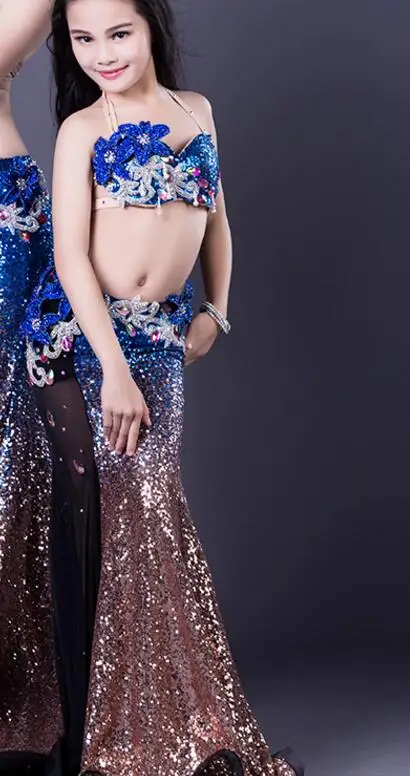 AS PICTURE И сексуальный роскошный костюм для девочек из 2 предметов, костюм русалки, костюм для восточных танцев, одежда для выступлений на сцене, блестящая золотая юбка, размеры s, m, l - Цвет: AS PICTURE