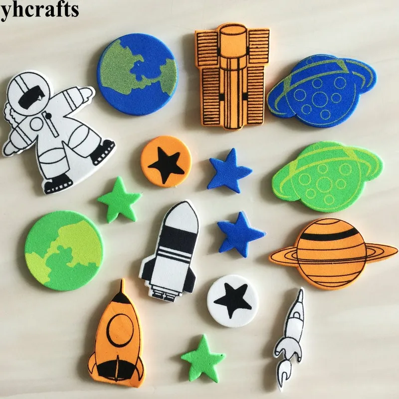 

1bag/LOT.Spaceman outspace star rocket foam stickers Early learning diy toys Activity items Kids room ornament Birthday gifts