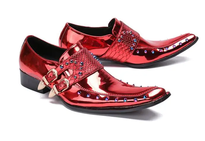 Stylish men's leather wedding shoes Derby business casual askew red comfortable breathable | Обувь
