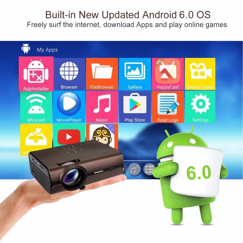 Excelvan BL46 Android 6 0 Bluetooth WIFI 2000 люмен ЖК проектор домашний кинотеатр 1080P светодиодный