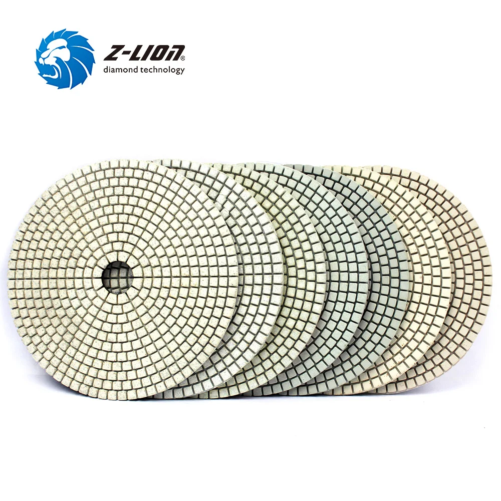 Z-LION 6 Inch 7pcs/Set Wet Diamond Polishing Pad For Granite Marble Stone White Bond Disc Wheels Tools | Инструменты