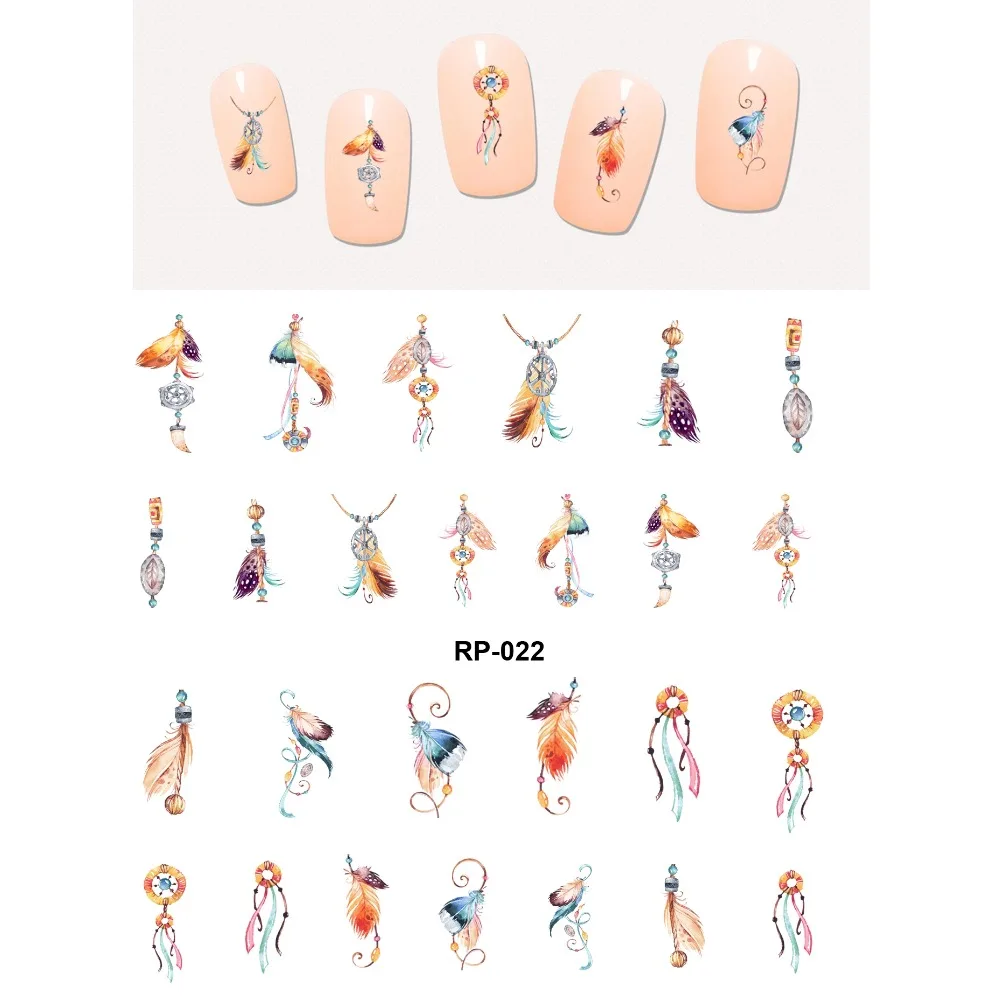 Красивая водная наклейка для дизайна ногтей слайдер птица перо павлина