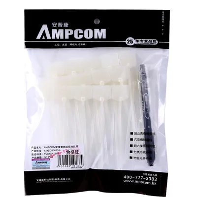 White 50pcs AMPCOM нейлоновые застежки кабель метка для этикетки-запись на ethernet-кабель | самоблокирующийся | Бесплатные этикетки для печати-4,72 дюймов 5 цветов - Цвет: White 50pcs