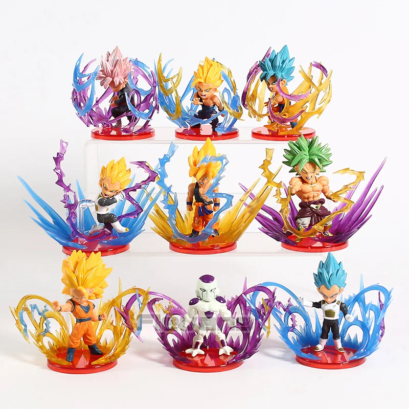 bag Dragon Ball Супер Saiyan Broly синий черный сын Гоку Гохан Вегета Фриза коллекционные ПВХ Фигурки игрушки 9 шт./компл - Цвет: bag