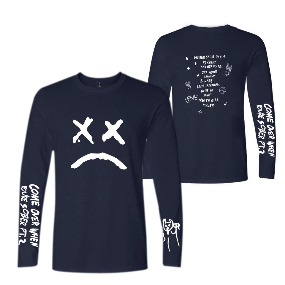 Женская и мужская одежда с принтом Lil Peep Повседневная летняя футболка длинным
