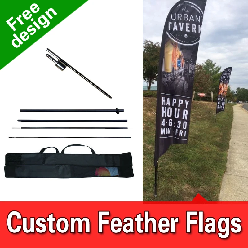 

Free Design Free Shipping Double Sided In-ground Spike Feather Flag Signs Advertising Outdoor Feather Banners Beach Flag