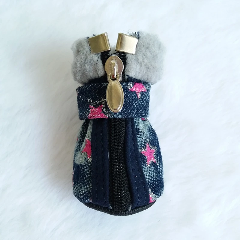 Обувь для маленьких собак джинсовая нескользящая обувь хлопковая теплая зимняя