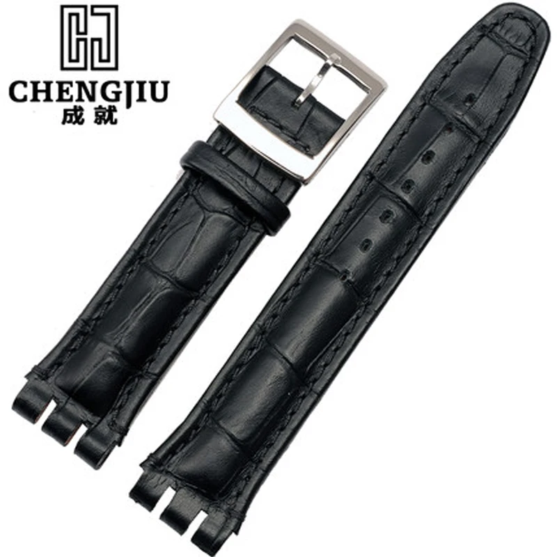 Пояса из натуральной кожи ремешок для Swatch Часы крокодиловой запястье Для Женщин