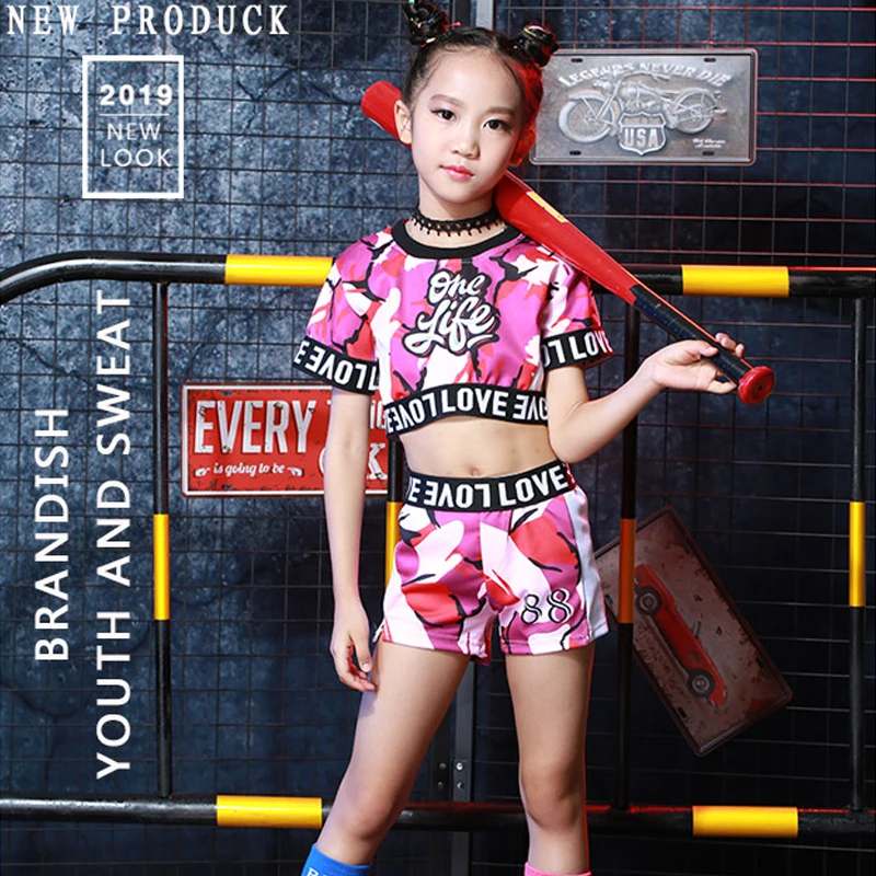 Girls Ropa Hip Hop Costumes Suit For Kids Children Jazz Dance And Clothing T Stage Showing Performance Costume BL1380 | Тематическая