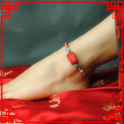 women ethnic anklets chains new handmade carved lacquerware foot chinese jewelry Miao silver vintage | Украшения и аксессуары