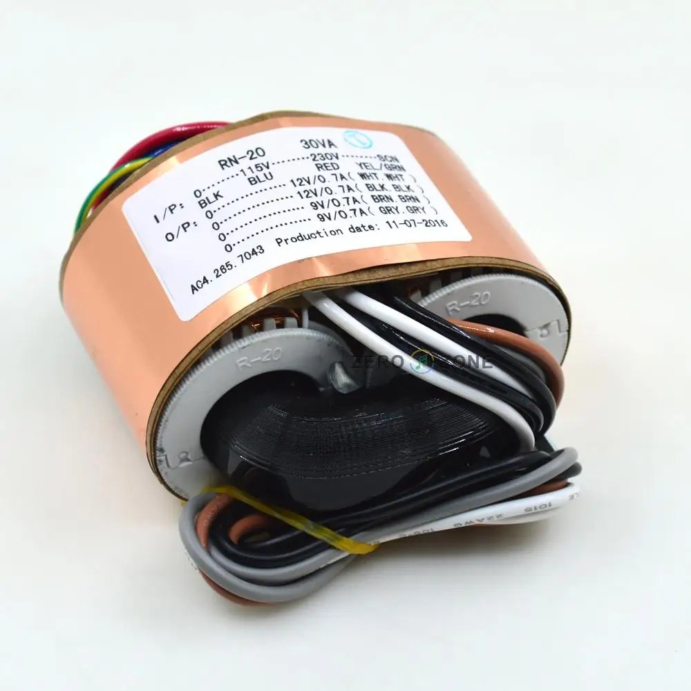 GZLOZONE 115V/230V 30W Dual 12V 9V R-type Transformer 30VA * 2 трансформатор из чистой меди | Электроника