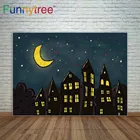 Фон для фотосъемки детей с изображением города ночи звезд Луны мультфильма милого дома студийные фоны для фотосъемки