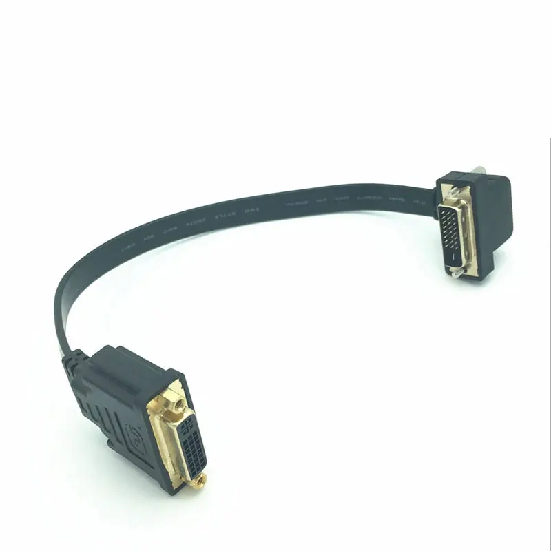 Плоский тонкий высокий DVI 24 + 5 гнездо к 1 папа 90 Угловой кабель 0 3 м|Компьютерные