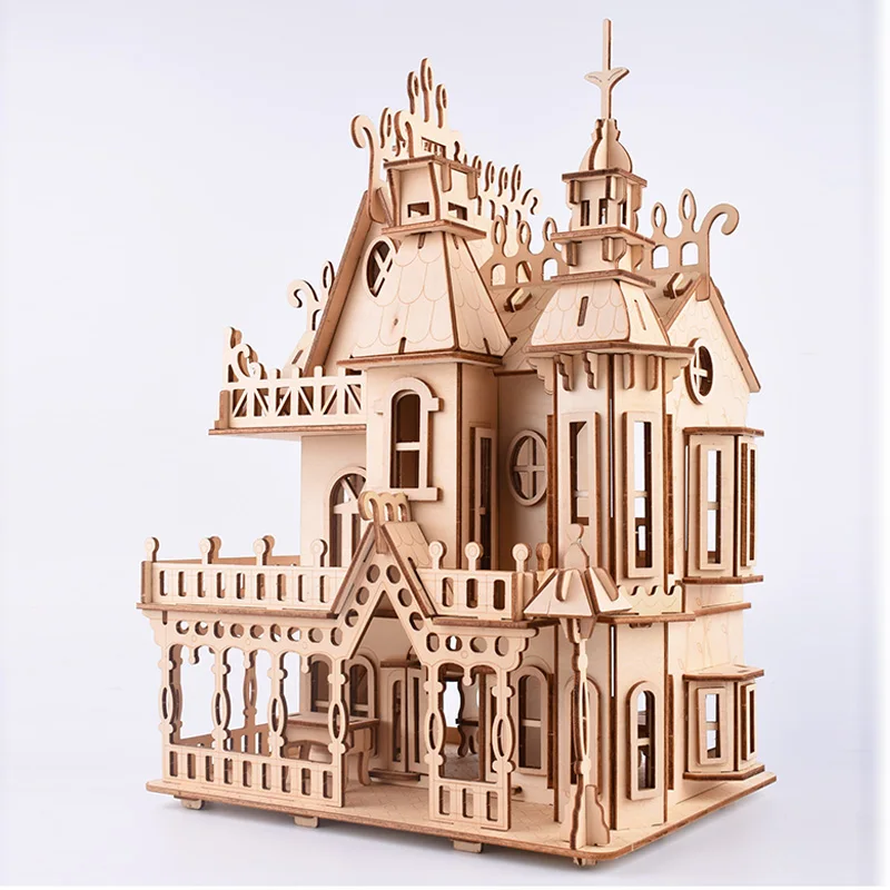 Лазерная резка головоломки 3D деревянные пазлы модель Dream Villa House площадью