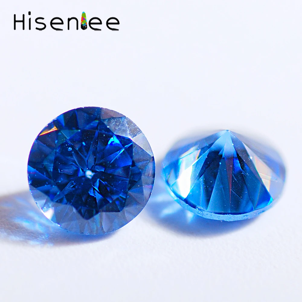 10pcs/Pack Luxury Bright Blue Gems 6mm Round Cut CZ Zirconia Stone Pointback Decoration Crystal Jewelry Accessories DIY