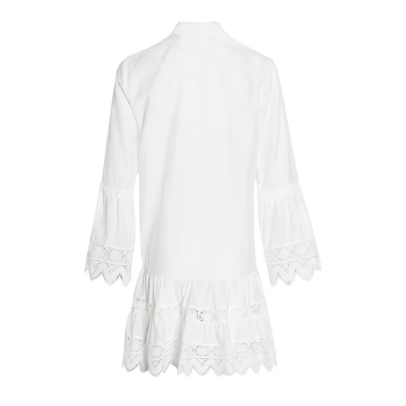 Женское кружевное мини-платье TWOTWINSTYLE Летнее с круглым вырезом и Расклешенным