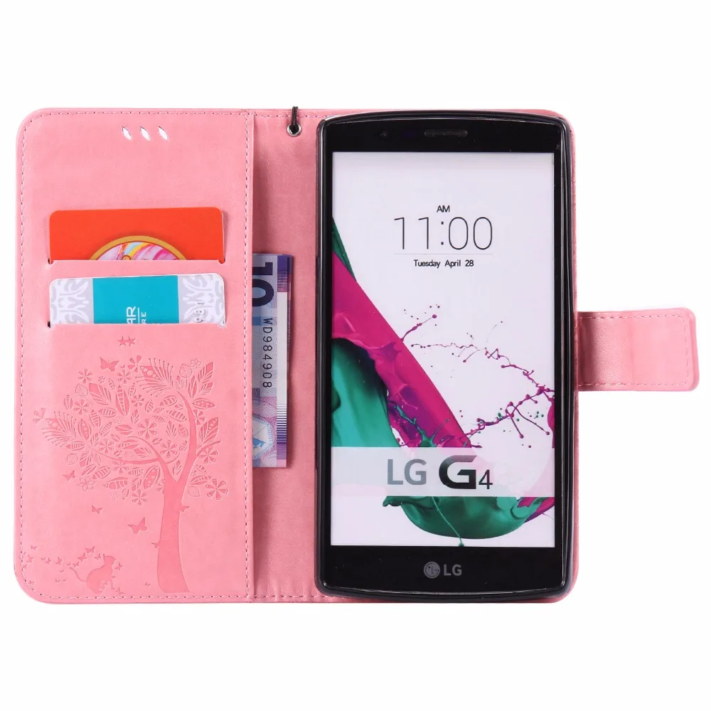 ARYIKUM 3D рельефный чехол с рисунком кота дерева для LG G4 G 4 PU кожаный бумажник флип