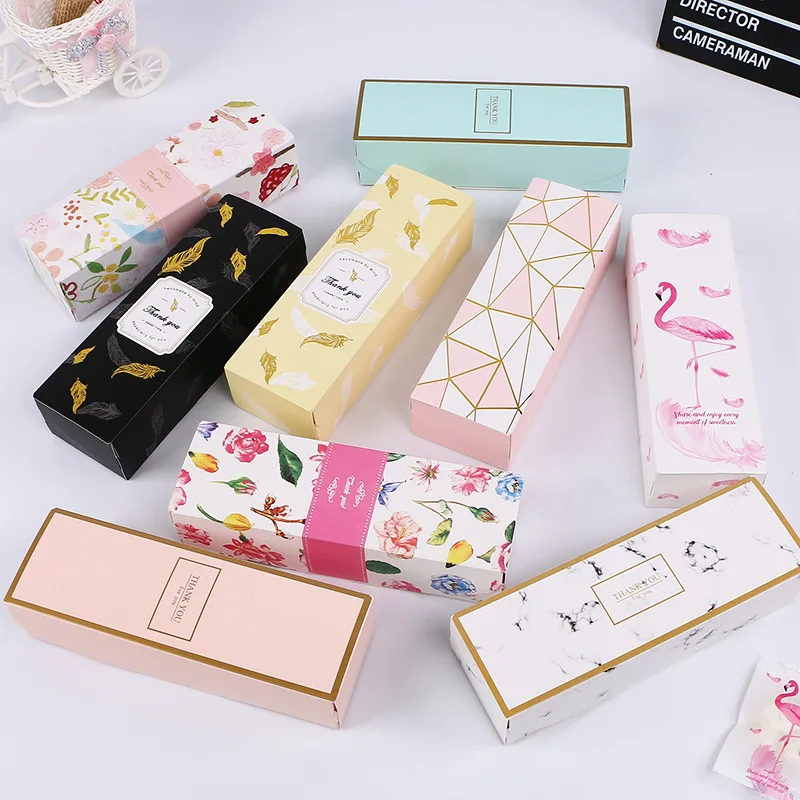 20PCS Kawaii Flamingo Gift Box Chocolate Cookie Boxes Candy Cake Marble Theme Paper Carton Birthday Party Wedding Wrapping Bags | Дом и сад