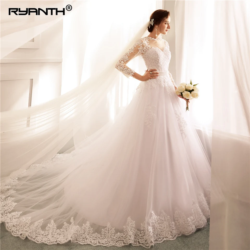 Свадебное платье трапециевидной формы Vestido De Noiva с жемчугом свадебное принцессы