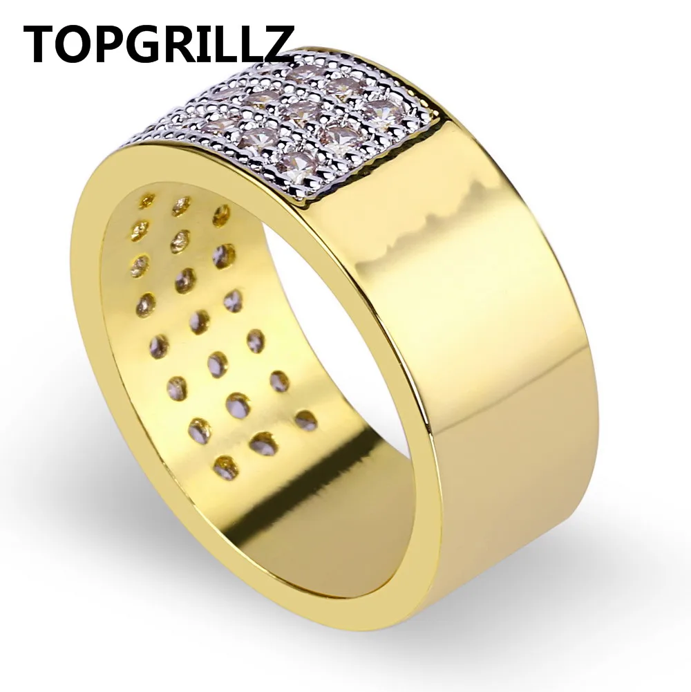 TOPGRILLZ хип хоп рок для мужчин Круглый микро проложить кубический циркон кольцо все Льдом Bling золотого цвета кольца для мужчин ювелирные изделия подарок