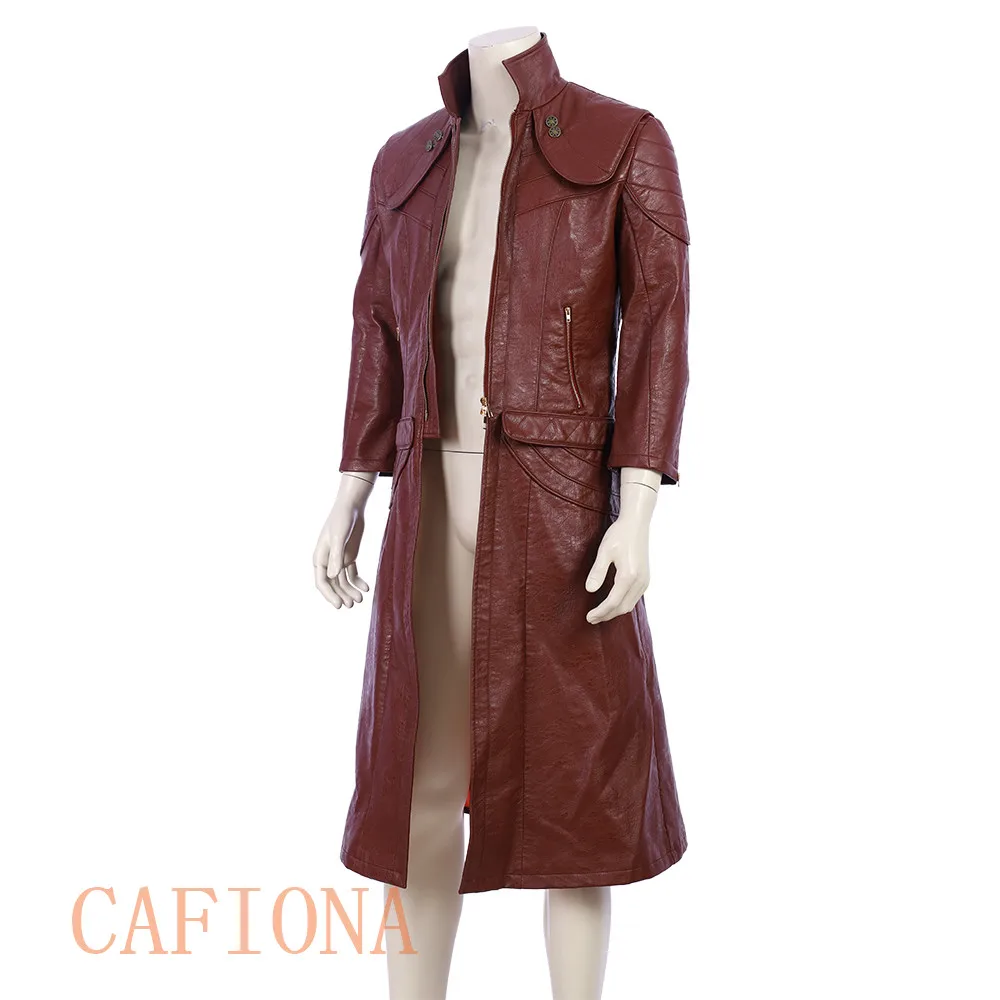 Крутое мужское длинное кожаное пальто костюм для косплея Данте длинная куртка