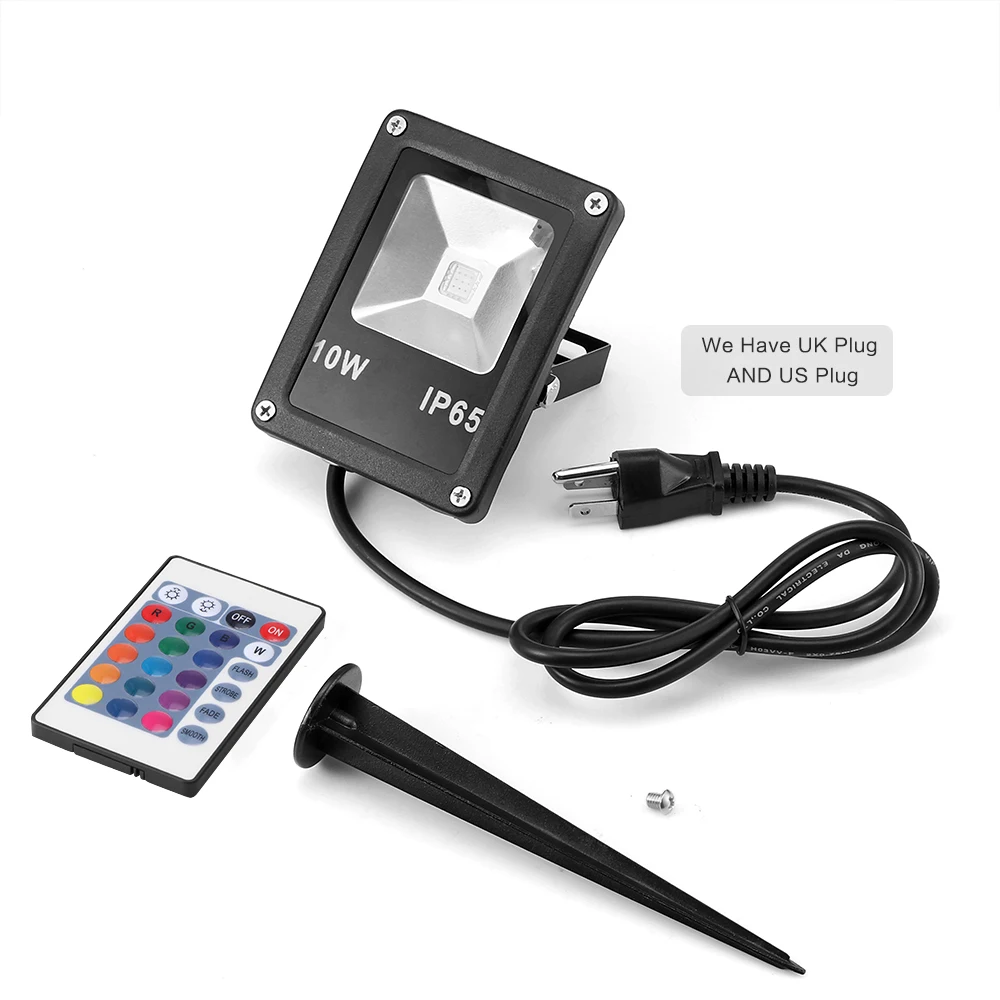 

10W RGB LED Lawn Lamp Floodlight Spotlight Remote Controller Waterproof Garden Channel Spotlight AC 85-245V