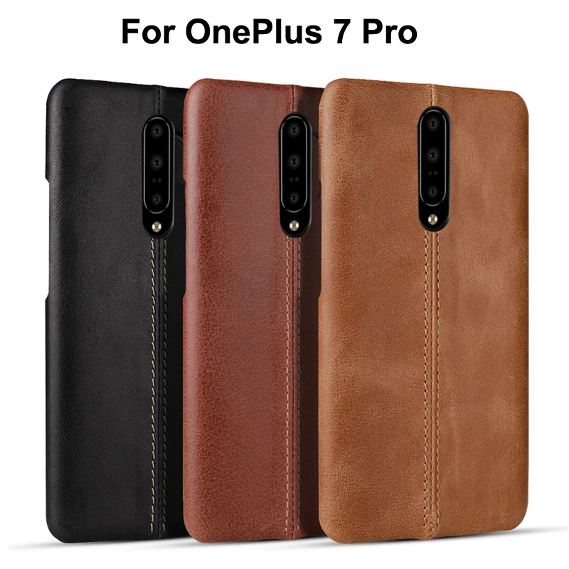 For OnePlus 7 Pro 6T 6 Case Luxury Vintage Genuine Leather Matte Hard Back Shell Skin Cover |