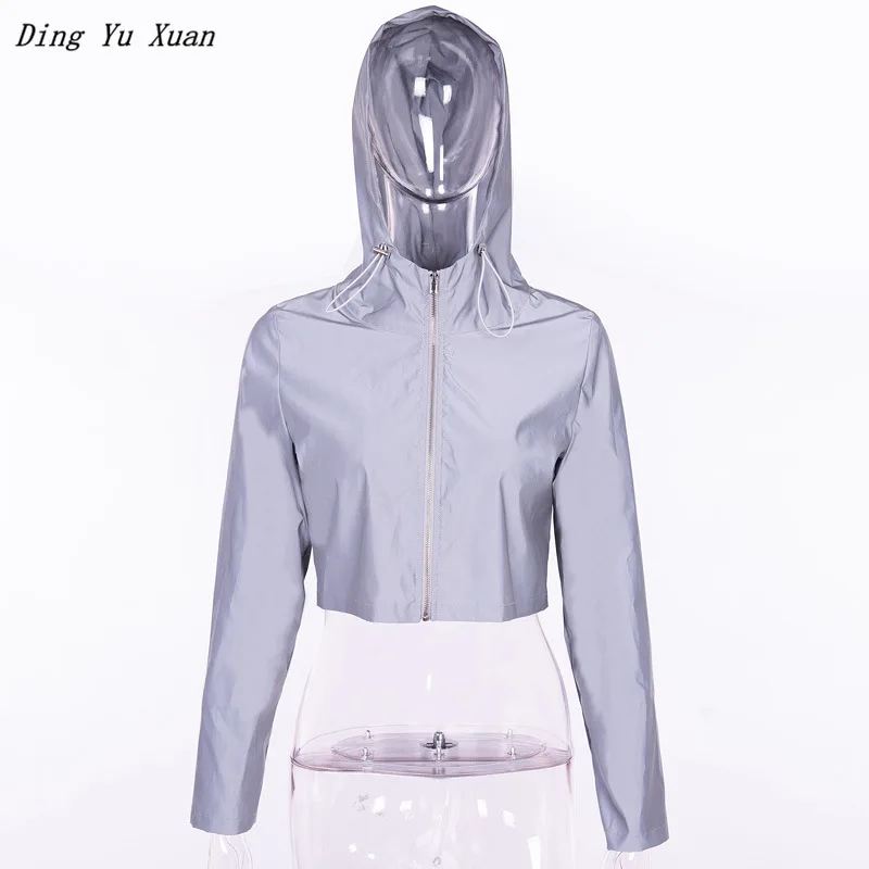 Flash Reflective Women Two Piece Set Hip Hop Tracksuits Casual Light 2 Jacket and Pants Sets Womens Night Shine Outfits |