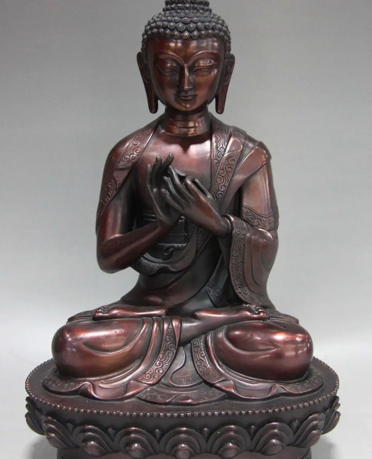 12 Тибет Буддизм Храм Красный Медь Бронза Просветление Будда Шакьямуни Статуя |