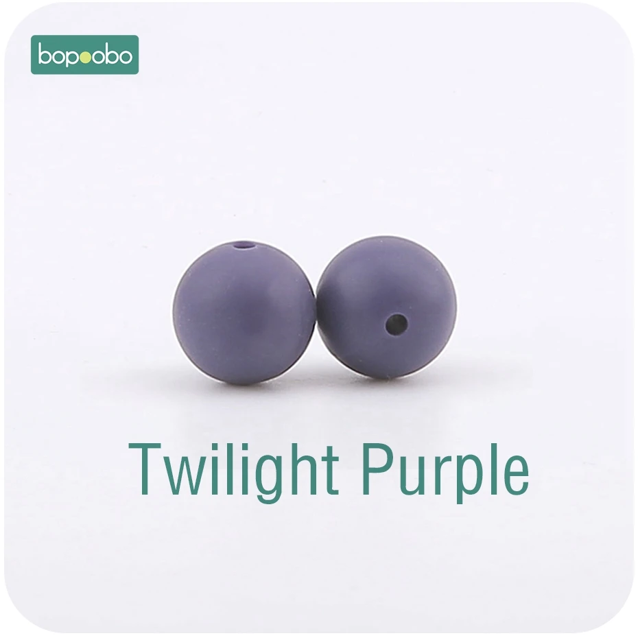 Twilight Purple Bopoobo 100 шт Детские принадлежности для кормления Силиконовые Бусины Пищевой Прорезыватель DIY Ювелирный Браслет Детская Игрушка прорезыватель 15 мм - Цвет: Twilight Purple