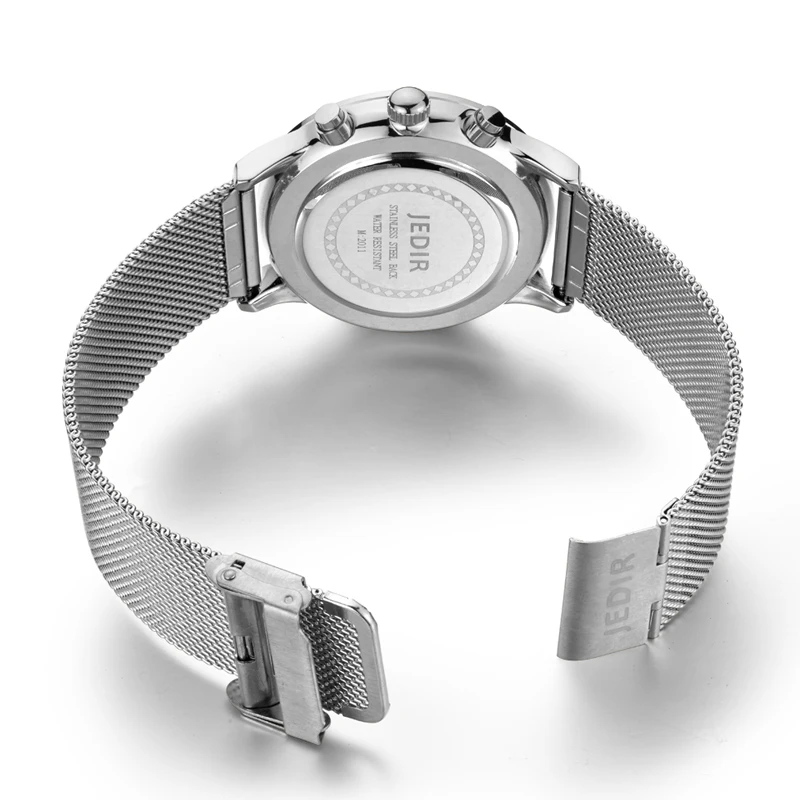 Для мужчин s часы лучший бренд класса люкс JEDIR Нержавеющая сталь сетки Группа