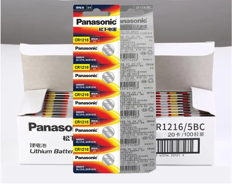 

200pcs/lot New Original Battery For Panasonic CR1216 ECR1216 DL1216 BR1216 LM1216 CR 1216 3V Li-ion Button Coin Cell Batteries