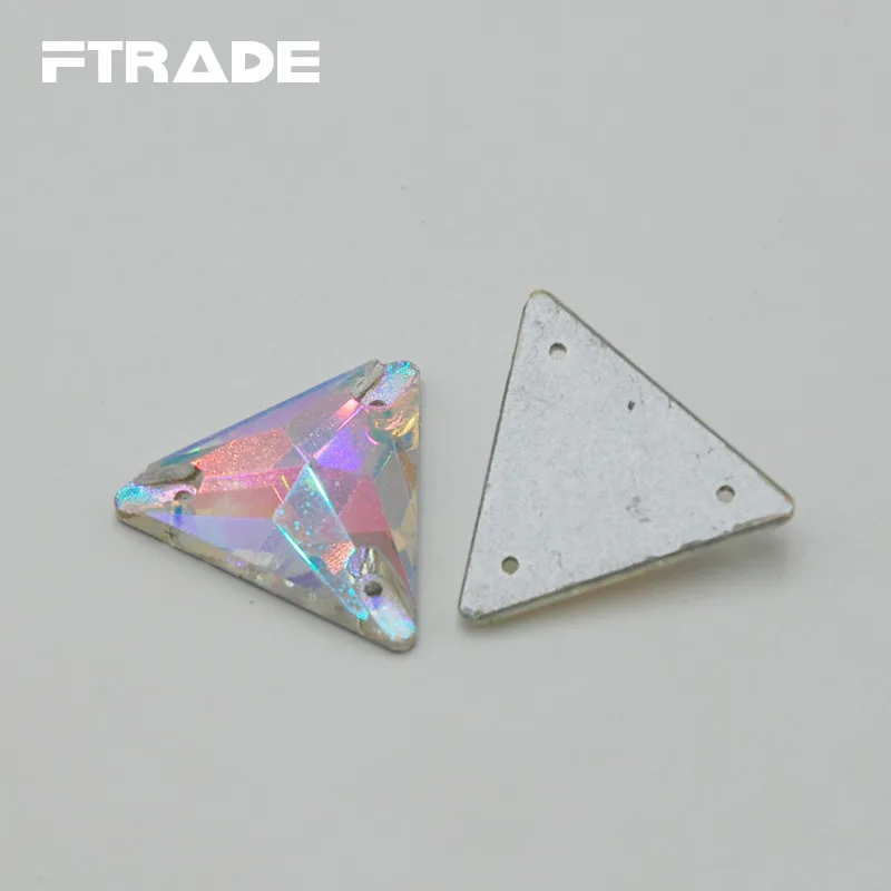 12x12 мм 16x16 мм 22x22 мм Tr iangle Форма Прозрачный Кристалл AB Flatback 2 отверстия швейные хрустальные стразы бусины для одежды невесты