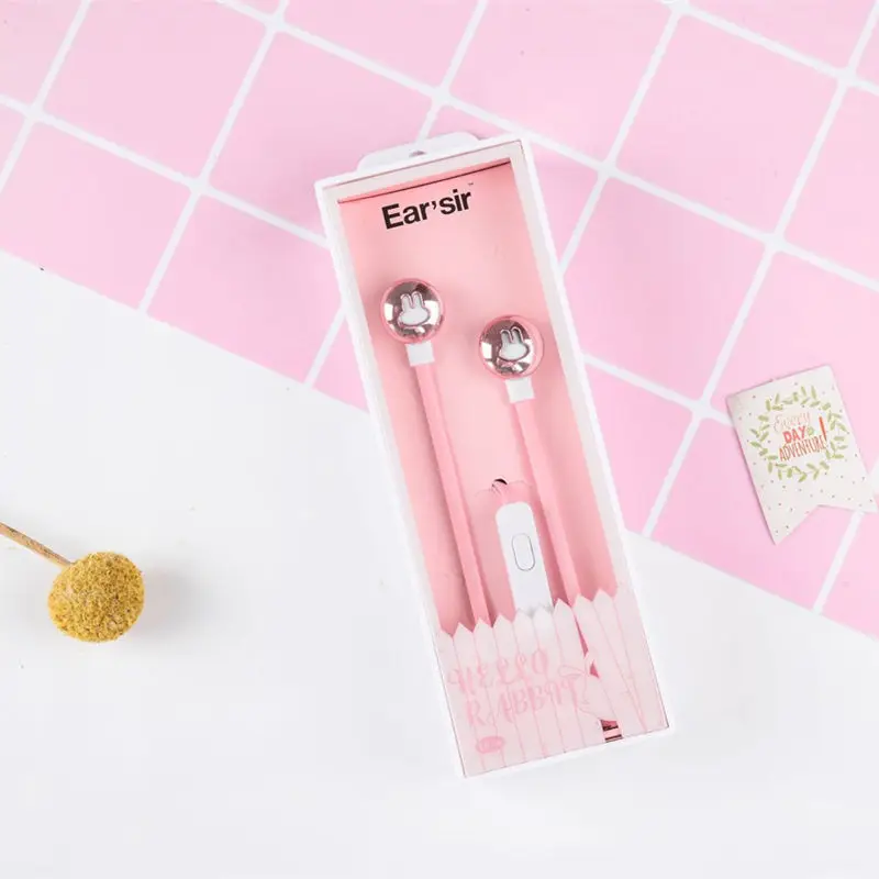 CHICLITS милые наушники в виде кролика из мультфильма карамельного цвета 3 5 мм