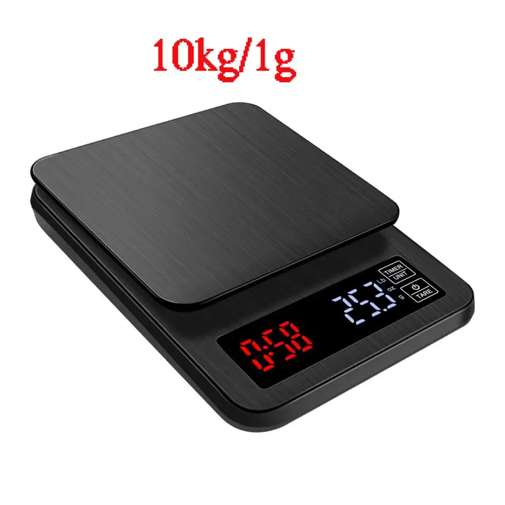 10kg Цифровой светодиодный Кофе весы Multi-Функция выпечки электронные весы высокой точности Кухня весы с Функция времени кг/3 кг/5 кг/10 кг - Цвет: 10kg